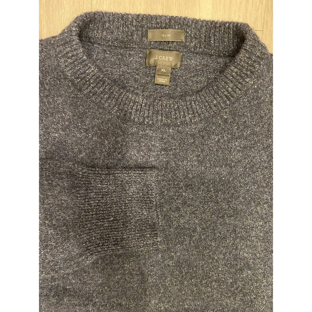 J. Crew LAMBSWOOL Sweater Mens XL Slim Fit Blue Crew Neck Long Sleeve